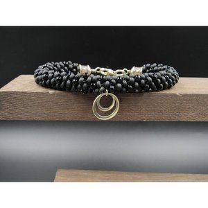 8" Sterling Silver Double Circle Charms Bracelet Vintage Elegant Beautiful